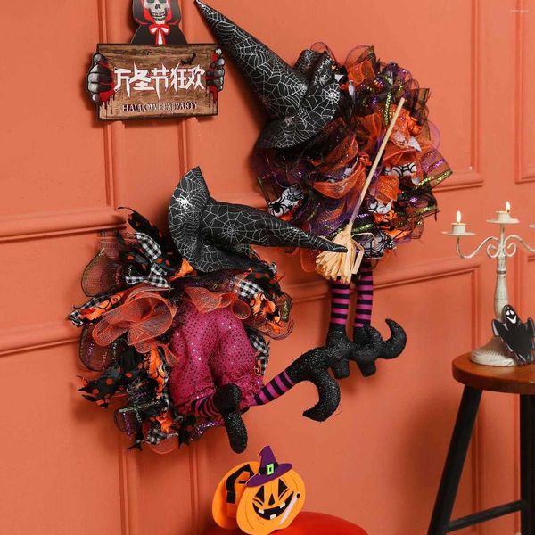 Fleurs décoratives Halloween décorations guirlandes balai sorcière guirlande fête pendentif suspendu ornement pour les magasins à domicile