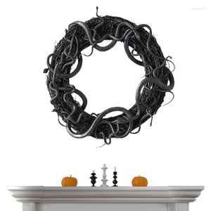 Fleurs décoratives Halloween Porte Guirlande Effrayant Avec Rotin Et Serpents Réalistes Noir Creepy Party Supplies Mur