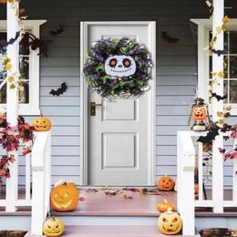 Decoratieve bloemen Halloween Garland Spooky Ghost Pompoen gezichtskran Haunted House Decor voor deurraam Party Indoor