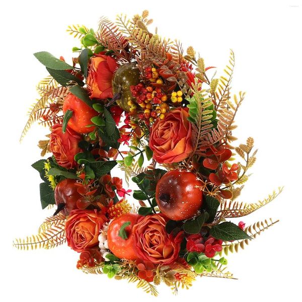 Fleurs décoratives Halloween Garland Wreath Fall Decor Artificial suspension Plantes Pendre Porte d'entrée Dénorment Fleur de simulation