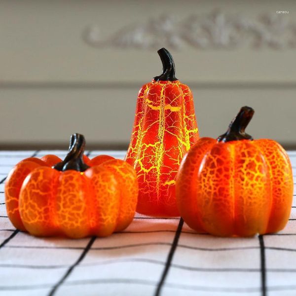 Flores decorativas para Halloween, calabaza brillante con pilas, decoraciones de calabaza iluminadas para otoño, adorno de escuela secundaria