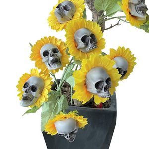 Decoratieve bloemen Halloween Kull Head Simulation Sunflower Garden Home Decoratie Patio Lawn Yard Spoof Ornament Enge Bloem Accessor