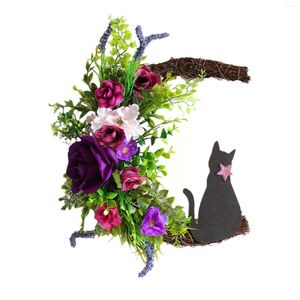 Fleurs décoratives Halloween lune guirlande guirlande pour porte d'entrée décor à la maison cadeaux amoureux noir décoration charmant Hange M8s7