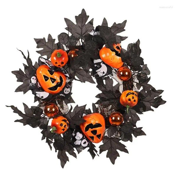 Fleurs décoratives Halloween Pumpkin Couronne effrayante Pumpkle Fall Fall Front Porte Outdoor Porch Decorations Home Decor