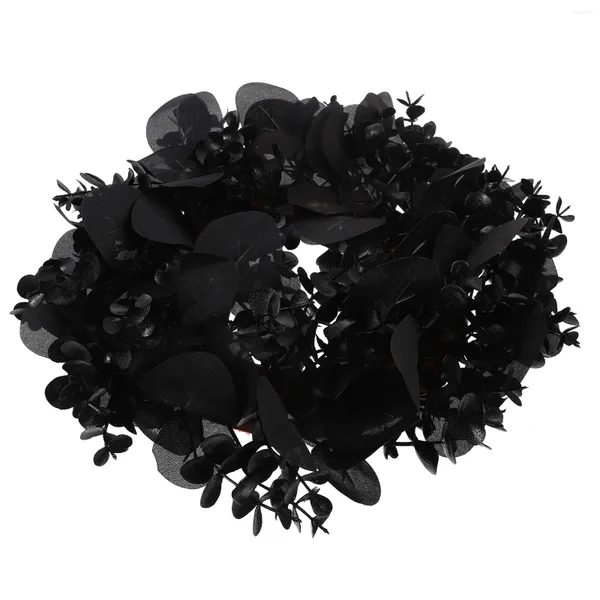 Flores decorativas, corona de Halloween, anillo negro, adornos colgantes de calabaza, atmósfera de terror, decoración del hogar, perchas falsas