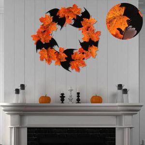 Couronne de fleurs décoratives pour Halloween, décoration murale réaliste, chauve-souris, guirlande de porte, décorations de noël