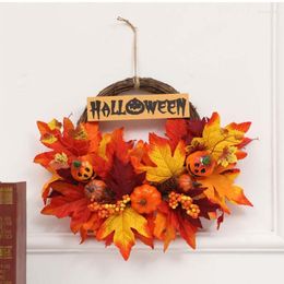 Dekorative Blumen Halloween Kranz Tür Anhänger Spukhaus Dekoration Tragbare Kürbis Geister Festival Herbst Party Supplies