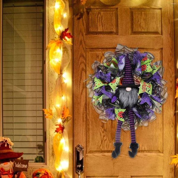 Flores decorativas Corona de halloween Puerta delantera guirnalda de pared gnomo colgante para festival de la granja decoración de la casa embrujada