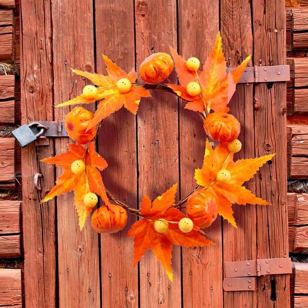 Fleurs décoratives Couronne d'Halloween Simulate Pumpkin Garland Home Party Scente Candle Rings Rusts Fake Plants Ornaments