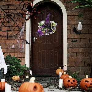 Couronne de fleurs décoratives pour Halloween, tenture murale, sorcière pour les fêtes de bureau et de ferme