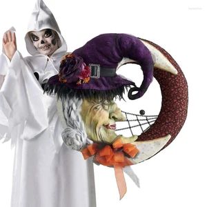 Decoratieve bloemen Halloween kransen feestelijk slingers ornament met heksenmaan ring krans benodigdheden indoor outdoor gunsten decoraties voor