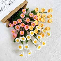Decoratieve bloemen Handgrijzed multi-hoofdlelie van het vallei Bouquet voltooide huishoudelijke ornamenten nep wit geel roze paars Paarse21cmx46cm