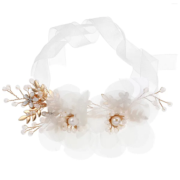 Flores decorativas Ramillete de flores de mano Ramo de baile Pulsera Novia Muñequera Dama de honor