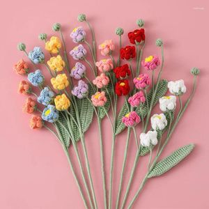 Decoratieve bloemen Handgebroken convallaria Majal Artificial Flower Homemade afgewerkt Haak Bouquet Party Geschenken Auto Home Desktop Decor