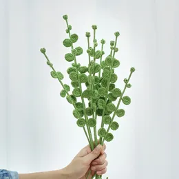 Flores decorativas, ramo de eucalipto tejido a mano, flor de ganchillo terminada para regalo del Día de San Valentín G5AB