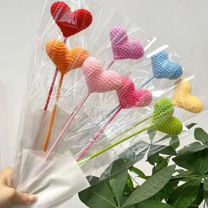 Decoratieve bloemen handgebreid bloemgaren haak hartvorm geweven boeket bruiloft decor Valentijnsdag cadeau voor geliefden