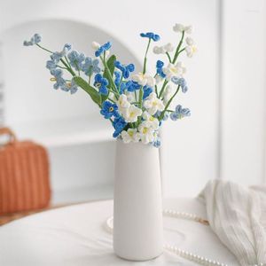 Flores decorativas tricotadas à mão Myosotis falso buquê artificial para vaso casa quarto mesa decoração do dia dos namorados arranjo de flores