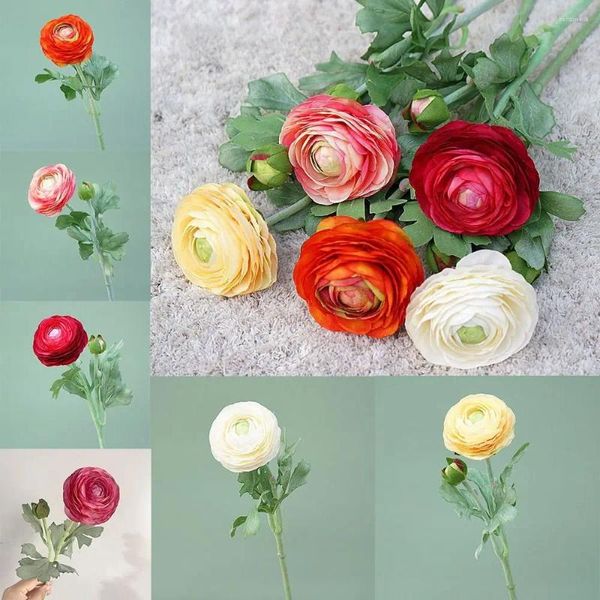 Fleurs décoratives pivoines artificielles faites à la main, 2 têtes, Bouquet de fleurs en soie, Art Floral Flexible, pour la saint-valentin