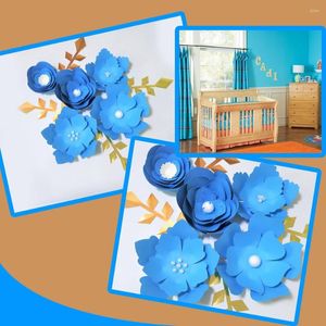 Decoratieve bloemen Handgemaakt blauw gemakkelijk gemaakt diy papier goudbladeren ingesteld voor kinderdagwand deco babyjongens doucheruimte achtergrond video -tutorials