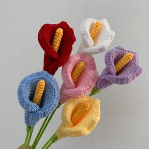 Decoratieve bloemen Handgemaakte haak haak calla lelie bloemboeket lotus bunch tak gebreide cadeau voor haar