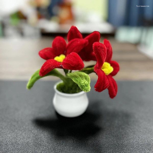 Fleurs décoratives faites à la main bricolage artisanat fini simulation plante de fleur de fleur maison salon de bureau décoration fille cadeau d'anniversaire