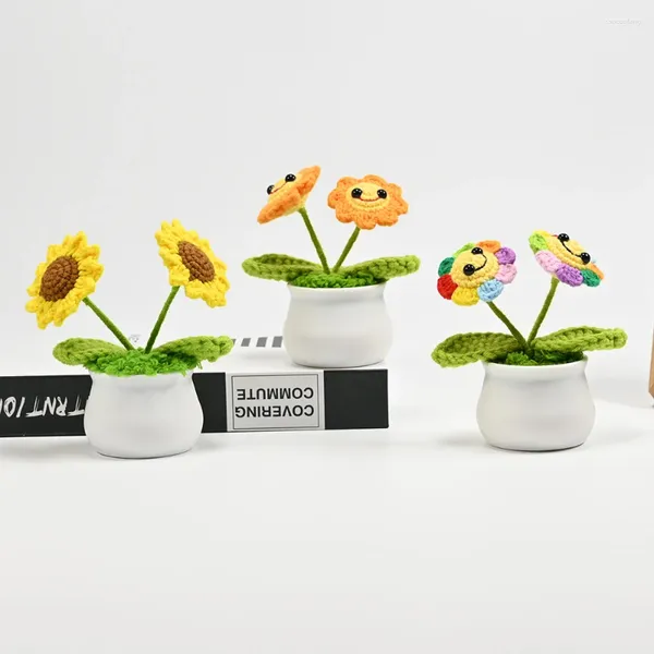 Fleurs décoratives faites à la main les plantes en pot de tournesol à double face pour décoration de table d'accueil artificielle un joli cadeaux amoureux et la famille