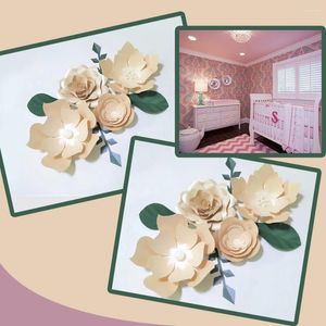 Flores decorativas Glitter hecho a mano Rose claro rosa claro Diy Papel Green Set Fiesta de la fiesta Fuerza de la boda Deco Deco Room Room