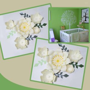 Decoratieve bloemen Handgemaakt ivoor Eenvoudig gemaakt doe -het -zelf papier groene bladeren ingesteld voor babyjongens kwekerij muur deco douche achtergrond video tutorials