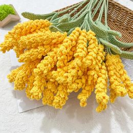 Decoratieve bloemen Handgemaakte breien zomersimulatie gerst met een enkele boeket gele bloei takken creatieve geschenken thuis tafelblad