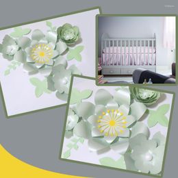 Fleurs décoratives faites à la main vert clair papier bricolage feuilles blanches ensemble pour la fête décors de mariage décoration pépinière mur déco vidéo tutoriels