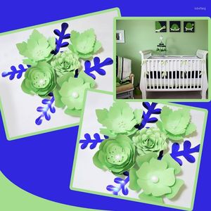 Fleurs décoratives faites à la main vert clair Rose papier bricolage feuilles ensemble pour la fête mariage décors décorations pépinière mur déco vidéo tutoriels