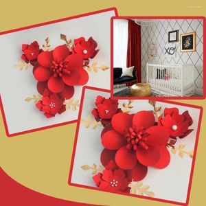 Fleurs décoratives faites à la main Red Easy Fabriqué de papier de bricolage Gold Feuilles fixées pour la crèche Mur Déco Baby Shower Girls Room Todrop Tutoriels Video