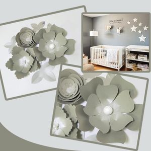 Fleurs décoratives faites à la main, Rose argentée, feuilles de papier DIY, ensemble pour décors de fête, décoration murale pour chambre de garçon, douche, tutoriels vidéo