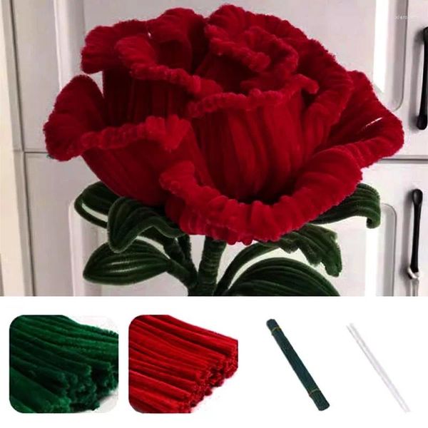 Fleurs décoratives à la main torsion bâton Bouquet matériel surdimensionné bandes de peluche Rose fleur torsion barre bricolage coloré tuyau jouets fournitures maison