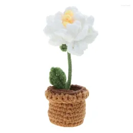 Fleurs décoratives bouquet tissé à la main en pot en tricot-tricot accessoire ménage pour la décoration de décoration de jardin de jardin extérieur intérieur