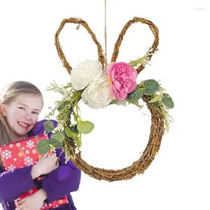 Decoratieve bloemen handgeweven paaskrans met oplichtend decor Leuke welkomstbordbevestiging voor festivalvoordeur