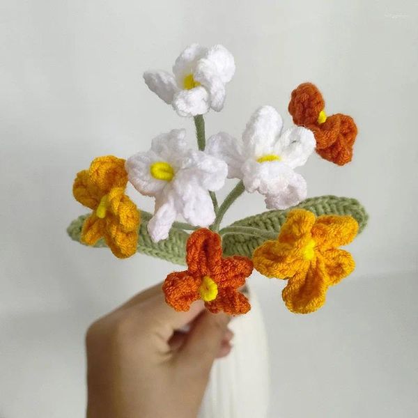 Flores decorativas Hilo tejido a mano Olvídame No Bouquet Simulación de la casa japonesa Decoración del regalo Diy Hecho a mano