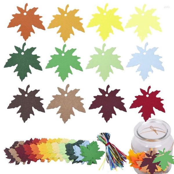 Fleurs décoratives accrocher feuilles étiquettes papier d'érable avec ficelle feuilles multifonctions pour Thanksgiving mariage bricolage cadeau