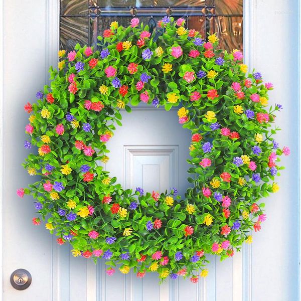 Flores decorativas cuelgan la corona de la aldaba de la puerta primavera flores artificiales decoración de vacaciones decoración de jardín para colgar