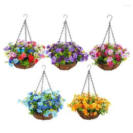 Flores decorativas, cestas de flores colgantes, cesta Artificial hecha a mano, maceta colgante, decoración de jardín y césped