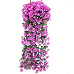 Panier de fleurs violettes artificielles suspendues, bouquet de fleurs décoratives, décoration pour plantes murales, décoration de jardin, faux extérieur