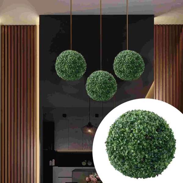 Cesta colgante de flores decorativas, bola Milano simulada, decoración verde para oficina, césped Artificial, flor de plástico