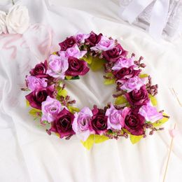 Guirnalda colgante de flores decorativas, perchas de plástico, decoración de corazón de flores artificiales Vintage para boda