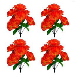 Fleurs décoratives suspendues hortensia sec lavande bouquet 4 pc fleur faisceau soie sept tête petite Rose artificielle