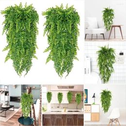 Flores decorativas colgando hojas de helecho persa simples 76 cm de plástico falso en vides verdes anti-uv plantas artificiales pared de fiesta de bodas