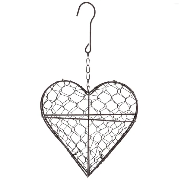 Macetas colgantes de flores decorativas, macetas con forma de corazón, maceta para plantas de pared, cesta con soporte de Metal con gancho para