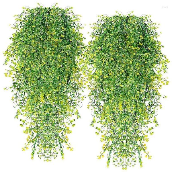 Fleurs décoratives plantes suspendues vignes artificielles faux lierre verdure en plastique pour mur maison chambre paquet de 2