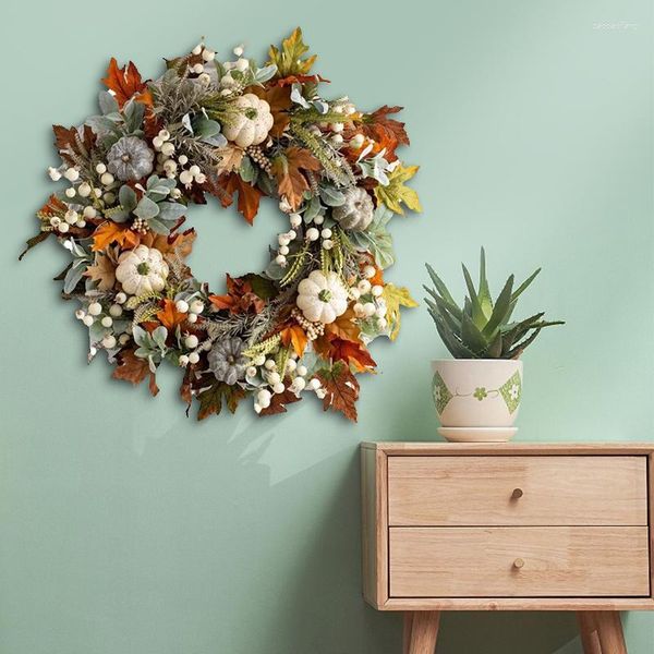 Guirlande de fleurs décoratives suspendues, feuilles de fleurs artificielles en rotin, citrouille d'automne, Festival de récolte de Thanksgiving