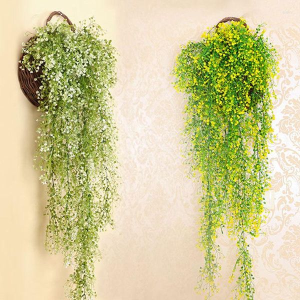 Flores decorativas Vid colgante Planta artificial Pared Plástico Hoja verde Hiedra DIY Boda Fiesta de Navidad Balcón Decoración Guirnalda Hogar