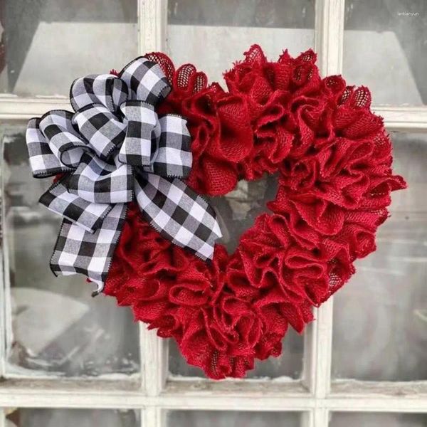 Couronne de fleurs décoratives suspendues en forme de cœur, tissu sans décoloration, décoration de porte pour la saint-valentin, décoration de maison